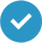 A blue check mark in the middle of a green background.